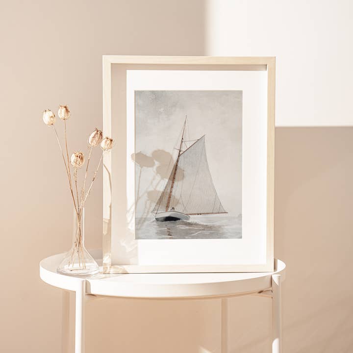 Sugar & Canvas - Wholesale Art Print - European Vintage Sailboat Coastal Art Print VP446