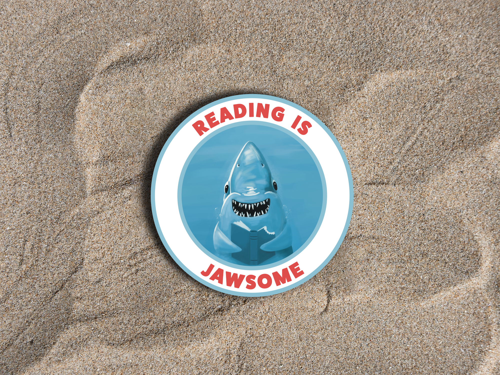 Le Petit Lapin Art Studio - Wholesale Sticker - Reading is Awesome Shark Sticker1