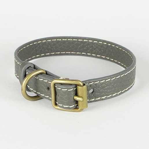 Agnes Platte leren kraag - Grijs, Extra Small voor wholesale door Clementine est dogs