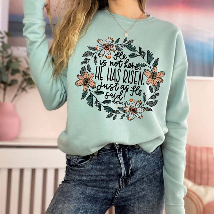 DTF TRANSFER - 10020 He Has Risen Color Option 1 for wholesale by dBoldTees & DTF Transfers