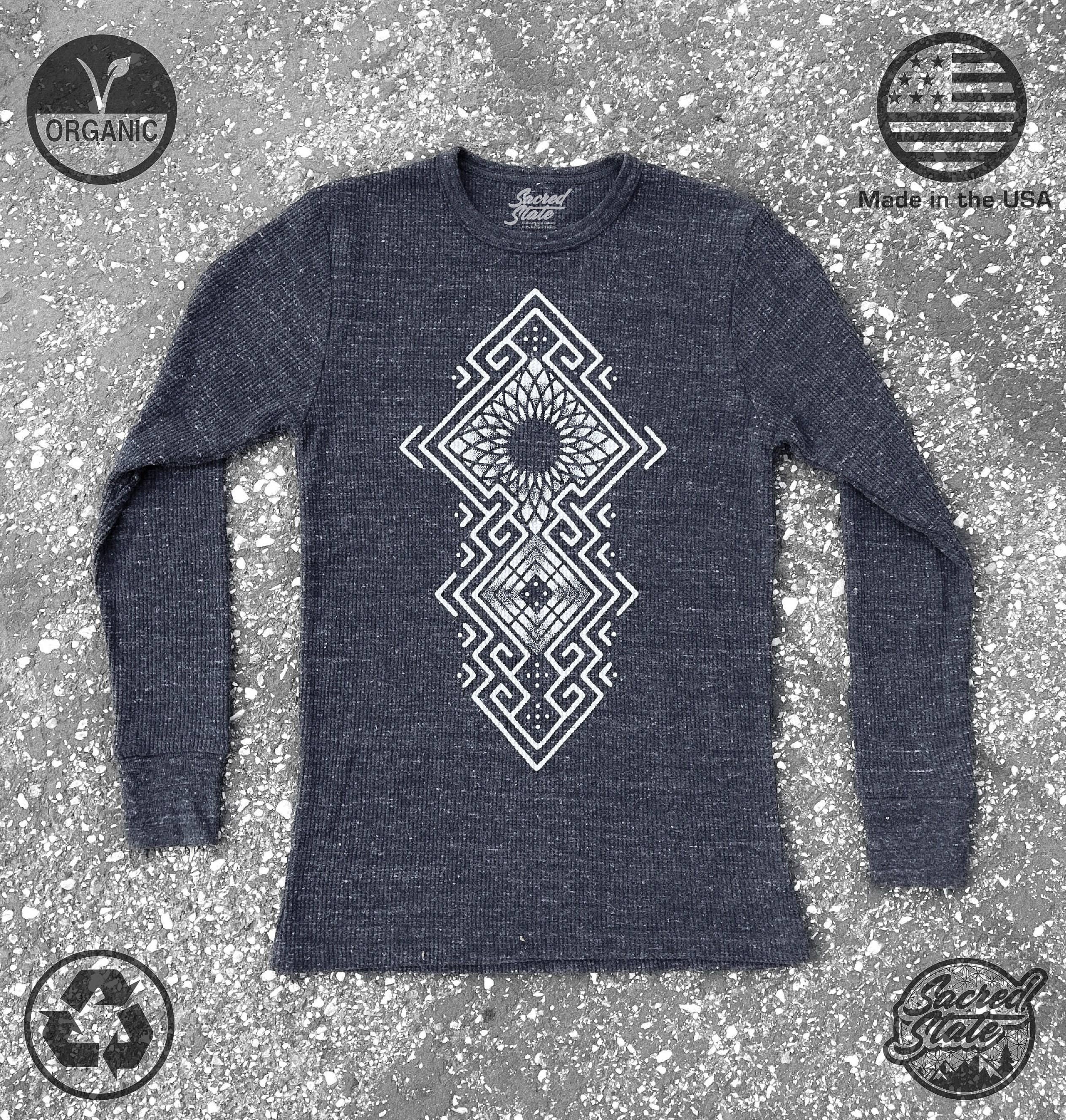 Sacred State Design - Wholesale Screen Printed T-Shirt - Women's - Eco Thermal Geometric Sacred Geometry Festival Shirt1