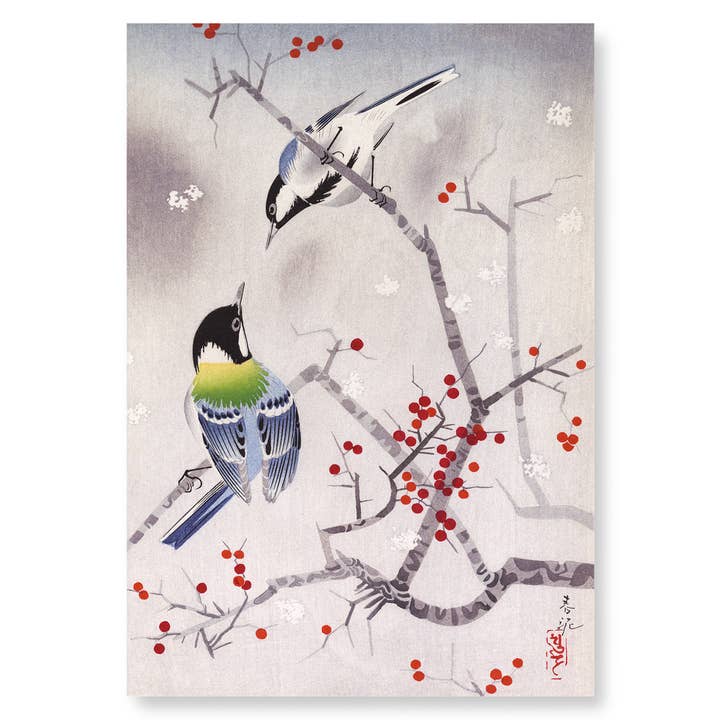 UCCELLI SU NANDINA: Stampa artistica giapponese per la vendita all'ingrosso da parte di Ezen Trade