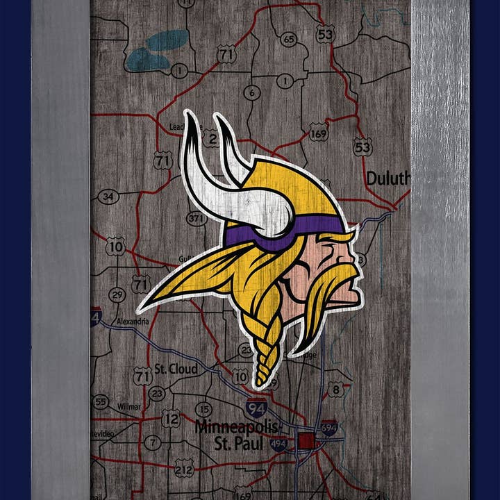 Minnesota Vikings City Map 11x19 Framed for wholesale by Fan Creations