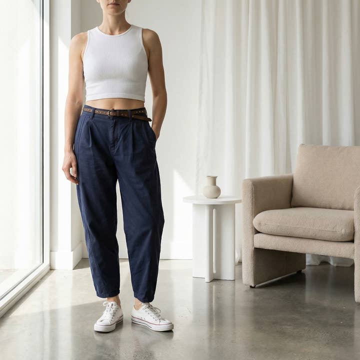 High-waisted pants with studded belt CVA825632 for wholesale by Cecile Wang