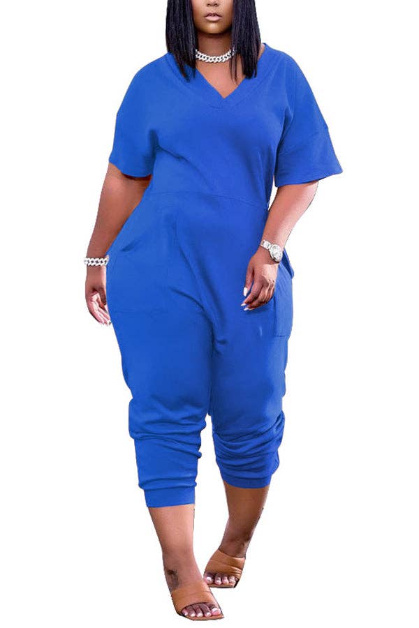 MB Fashion Wholesale - Vente Combinaison – femme - Combinaison sarouel décontractée à col en V et poches MB FASHION 8059R7