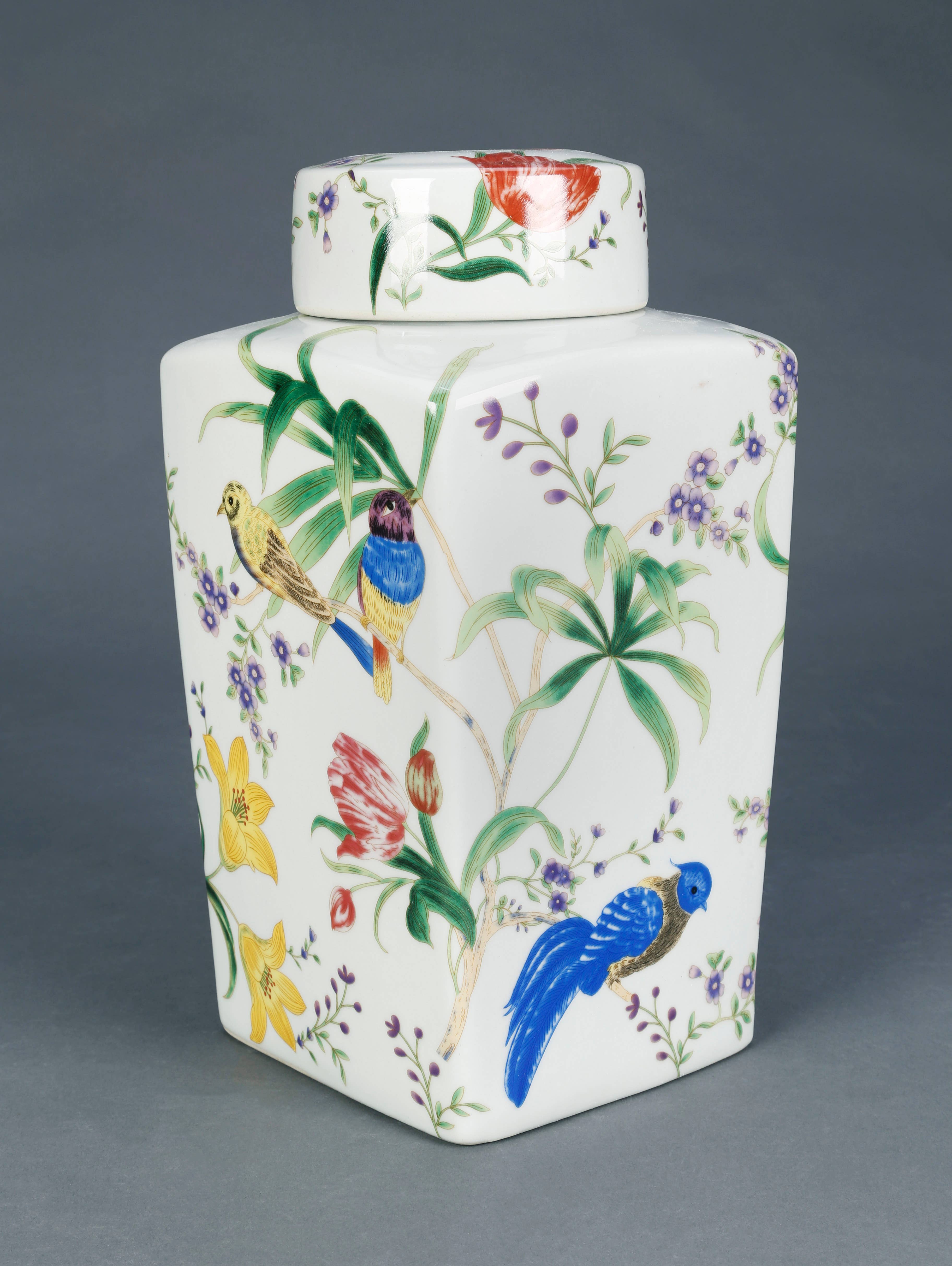 Wholesale Birds and Flowers Square Ginger Jar with Lid for your