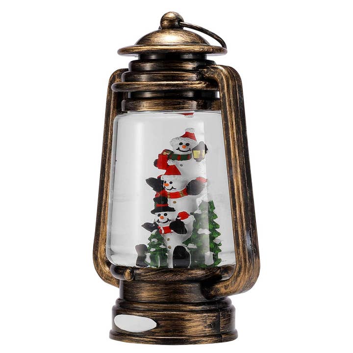 Second Nature by Hand - Wholesale Ornament - Snowmen in Lantern Shaped Snow Globe with Handles Ornament