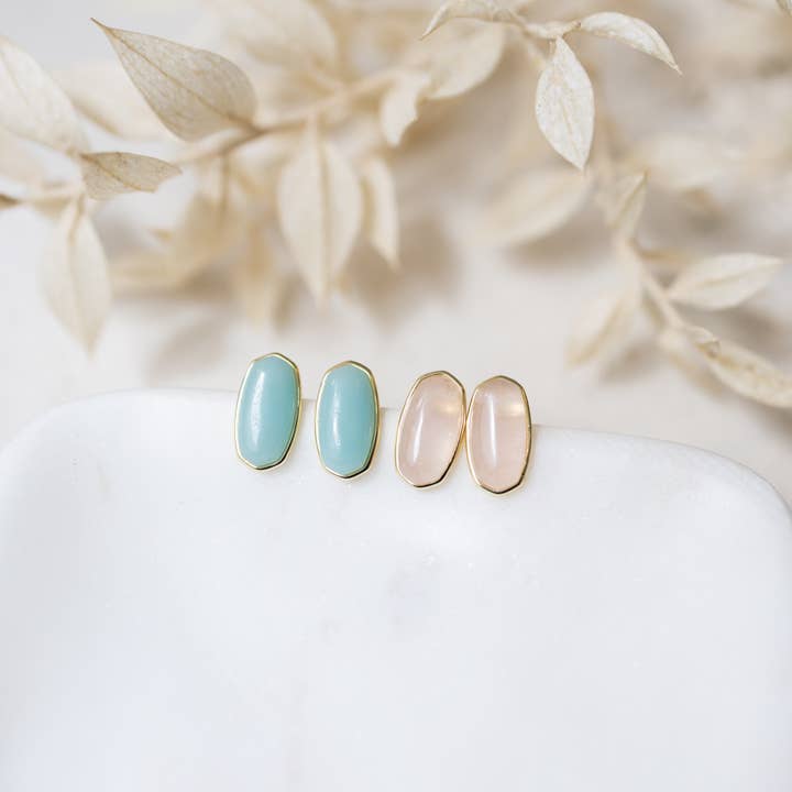 Lyra Studs-rose quartz for wholesale on Faire1