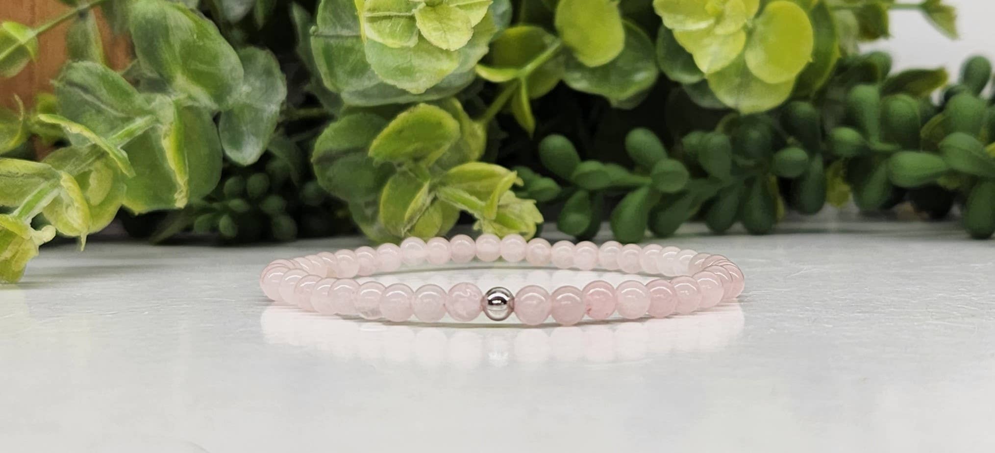 Meraki Gemstones - Wholesale Beaded Bracelet - Rose Quartz Stretchable Bracelet 4MM Beads - 7.5 Inches Long1
