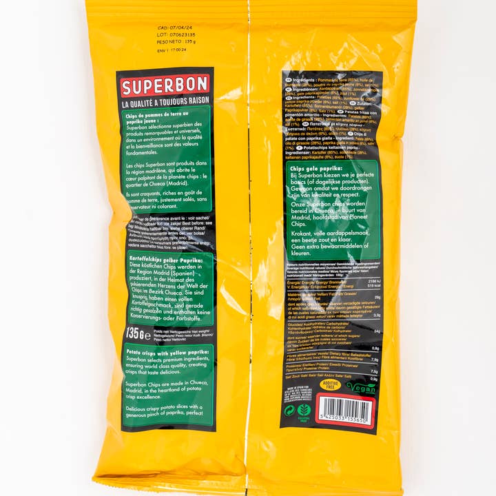 Superbon Chips de Madrid (US) - Wholesale Chips - Yellow Paprika Chips 135g MP14