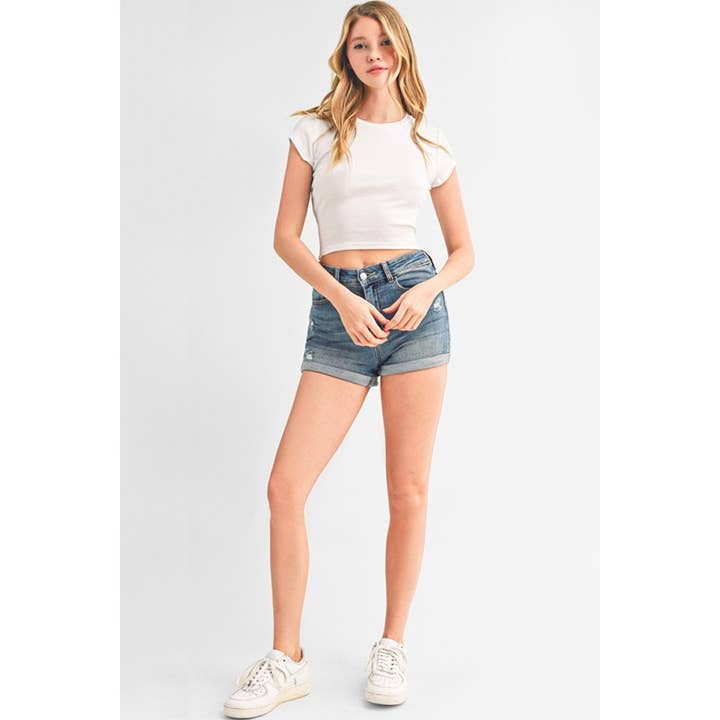 Timeless - Wholesale T-Shirt - Women's - RIBBED ROUND NECK SHORT SLEEVE CROPPED T SHIRT TOP3