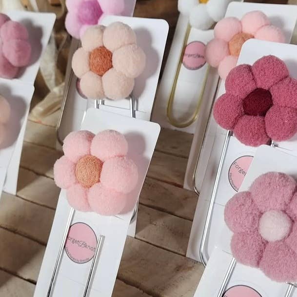 ForgetBKnot - Wholesale Bookmark - Flower Bookmark/ Oversized Paper Clip/ Pompom & Felt Flower 21