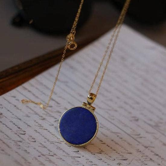 LanLivia - Wholesale Pendant/Charm Necklace - Helios Lapis Lazuli Round Pendant Necklace4