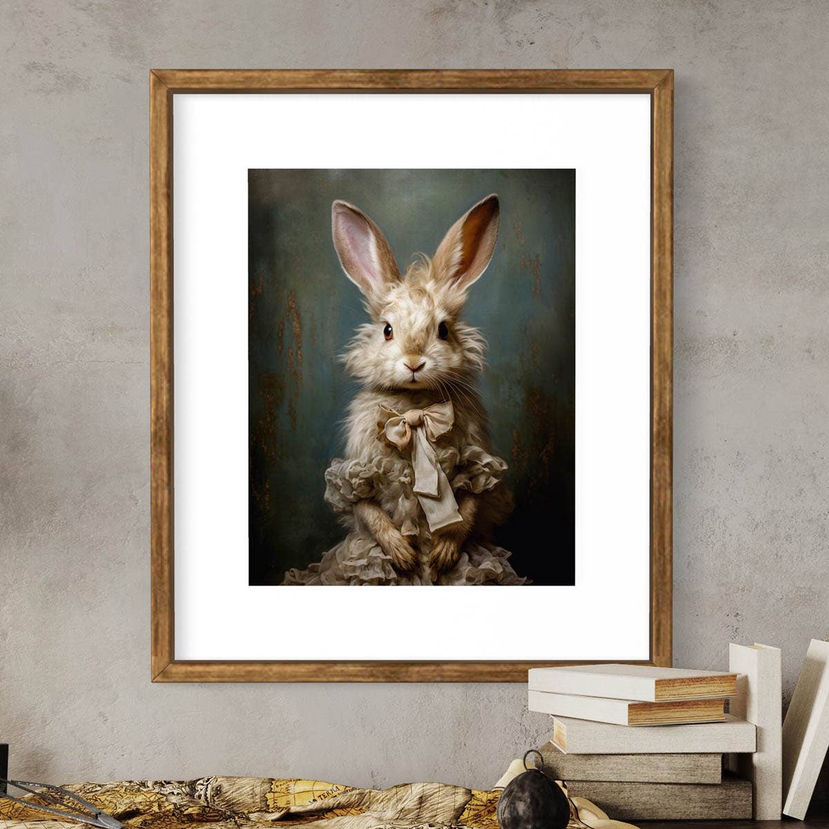 Salty Alyce - Wholesale Art Print - Victorian White Rabbit, Emily Bunny Art Print 38AS2