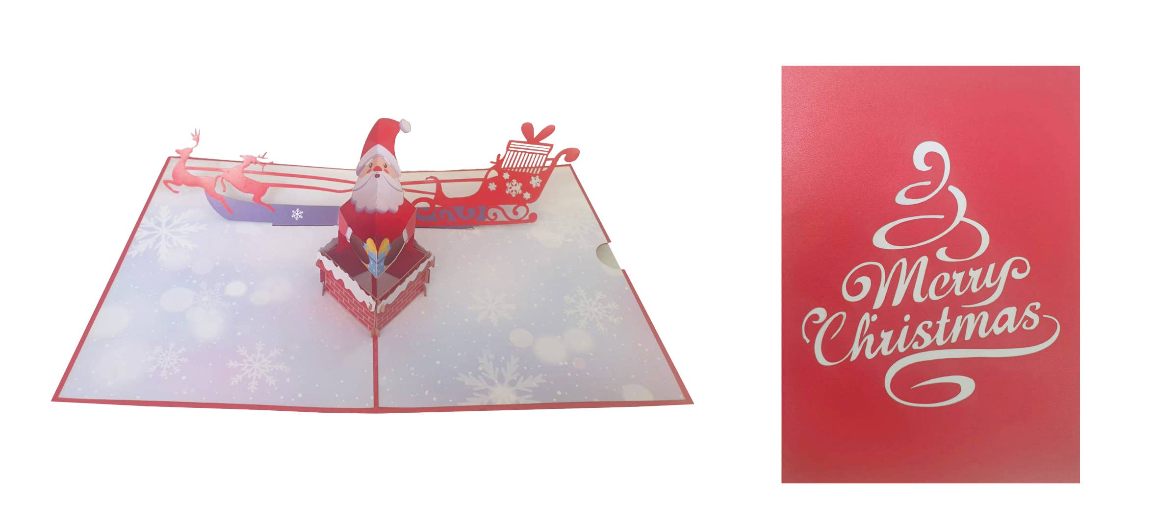 RF Distribution - Wholesale Christmas Decoration - PupUp 3D Santa Claus in the fireplace greeting card1