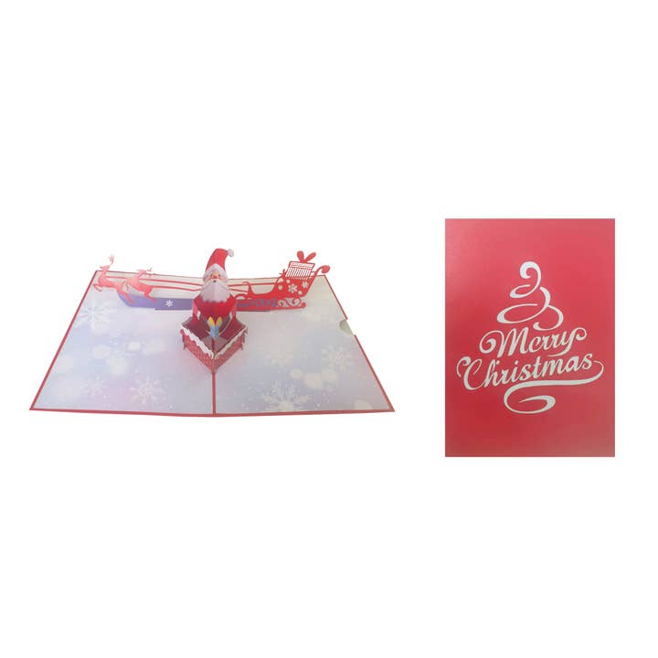 RF Distribution - Wholesale Christmas Decoration - PupUp 3D Santa Claus in the fireplace greeting card1