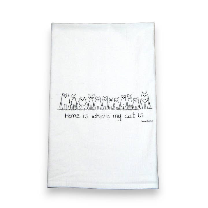 Green Bee Tea Towels - Wholesale Tea Towel - Cat Is Home Dish Towel | Tea Towels | Flour Sack Towels