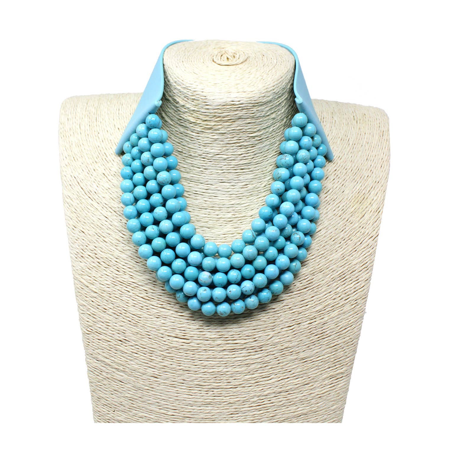 Kaleidoscope Accessories - Wholesale Beaded/Pearl Necklace - 10 Strand Stone Bead Necklace1
