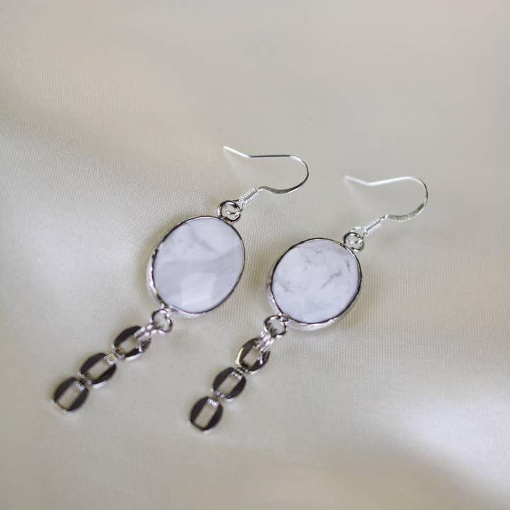 Willow // White Howlite Dangle Earrings for wholesale by TISH jewelry