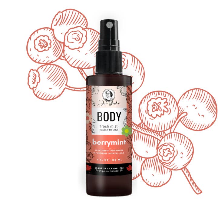 Body Fresh Mist BERRYMINT - 100% volledig natuurlijk - 4oz 120 ml voor wholesale door Dr. Ward's Fresh Mist