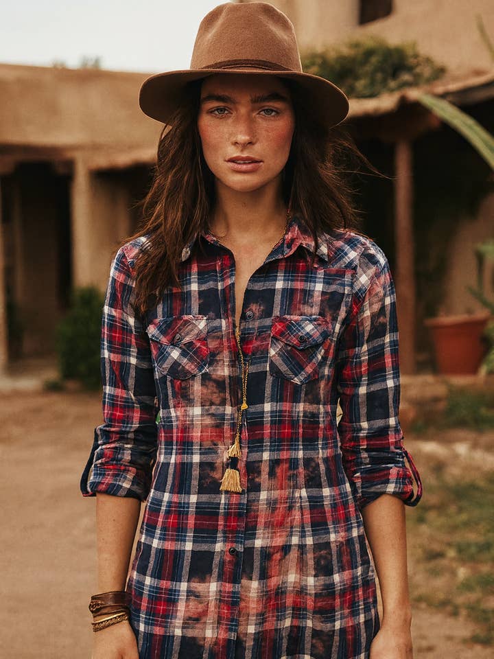 The Nu Vintage - Wholesale Button Down Shirt - Women's - Sierra Sunset Flannel0