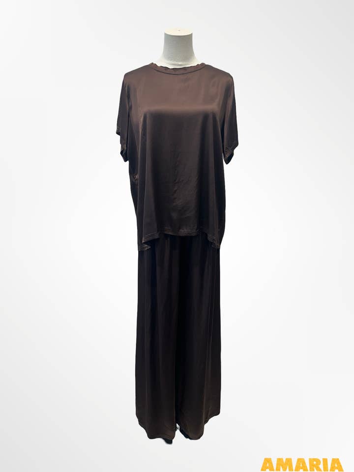 Satin Sæt, Top og Flydende Bukser - 100% VISKOSE 27065 for engroshandel hos AMARIA