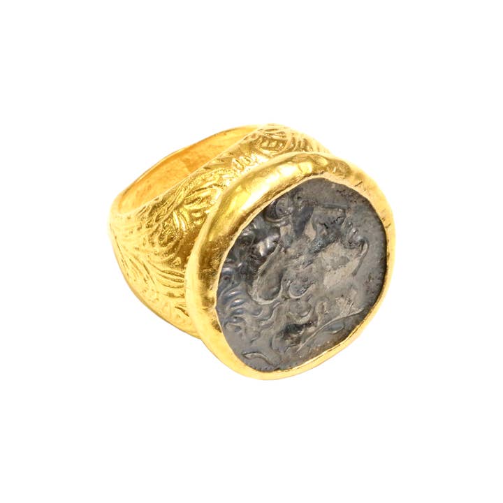 The Ancient Bazaar Jewelry & Accessories - Wholesale Cocktail/Statement Ring - Item # RS-2122A - Gold Plated Coin Ring