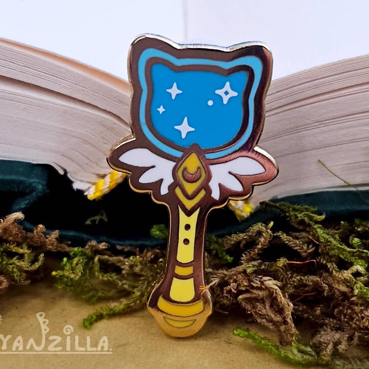 Magical Cat Wand Mini Enamel Pin for wholesale by Nyanzilla