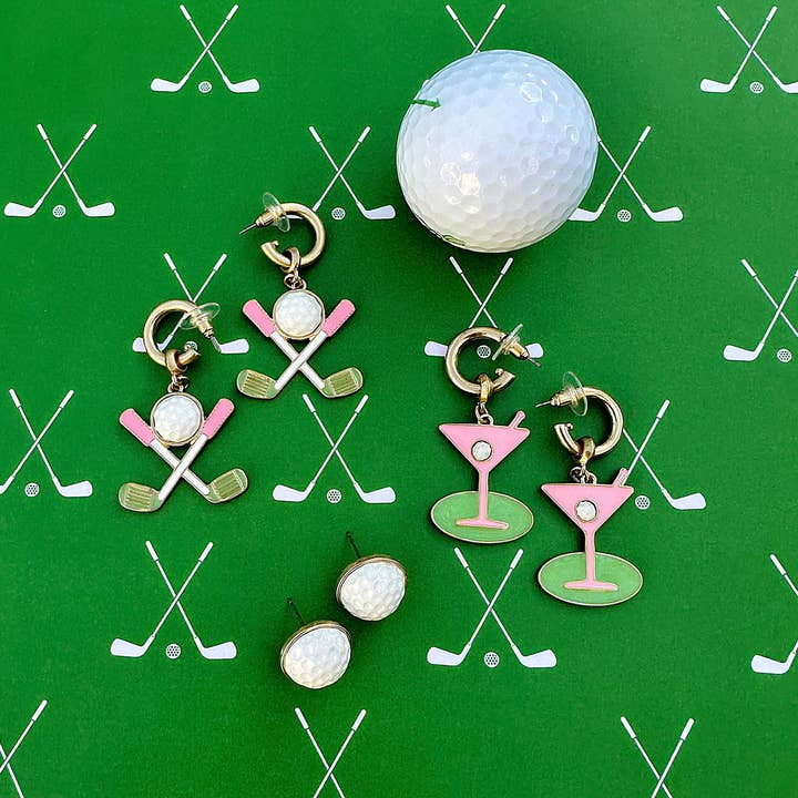 Canvas Style - Wholesale Stud/Post Earrings - Flynn Golf Ball Stud Earrings in White2