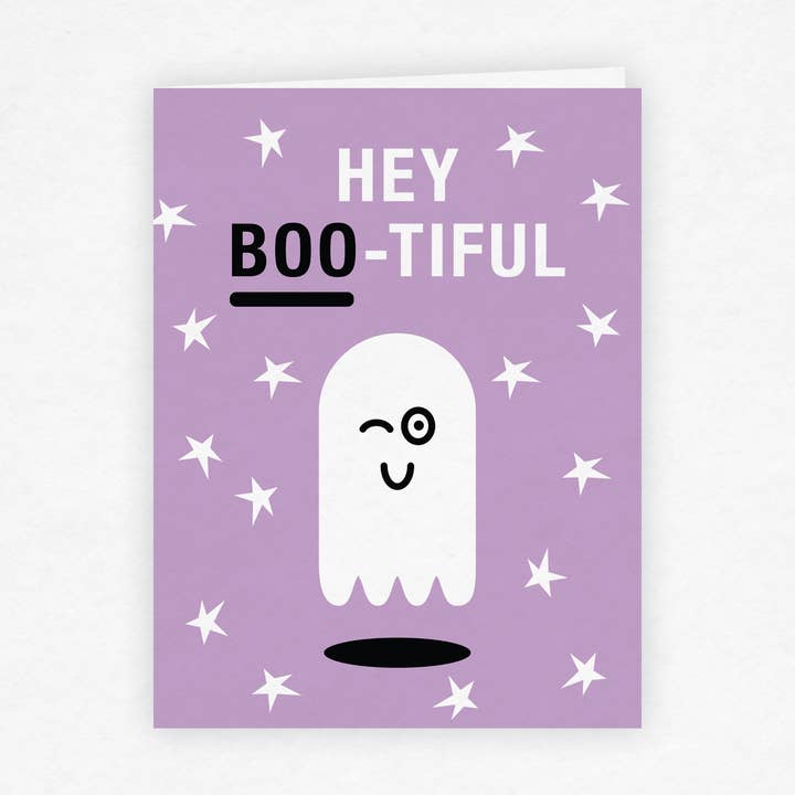 Hey Boo-tiful Ghost - Cute Halloween Pun Greeting Card for wholesale by Design Minds Boutique