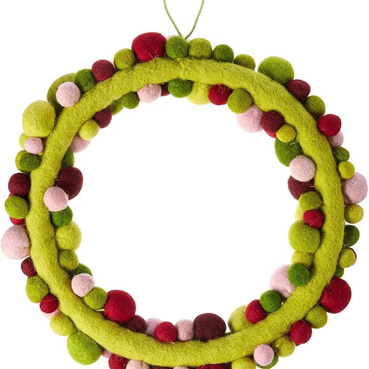 Arcadia Home - Wholesale Wreath - Handmade Felted Wool Christmas Wreath - Multicolor - 14"5