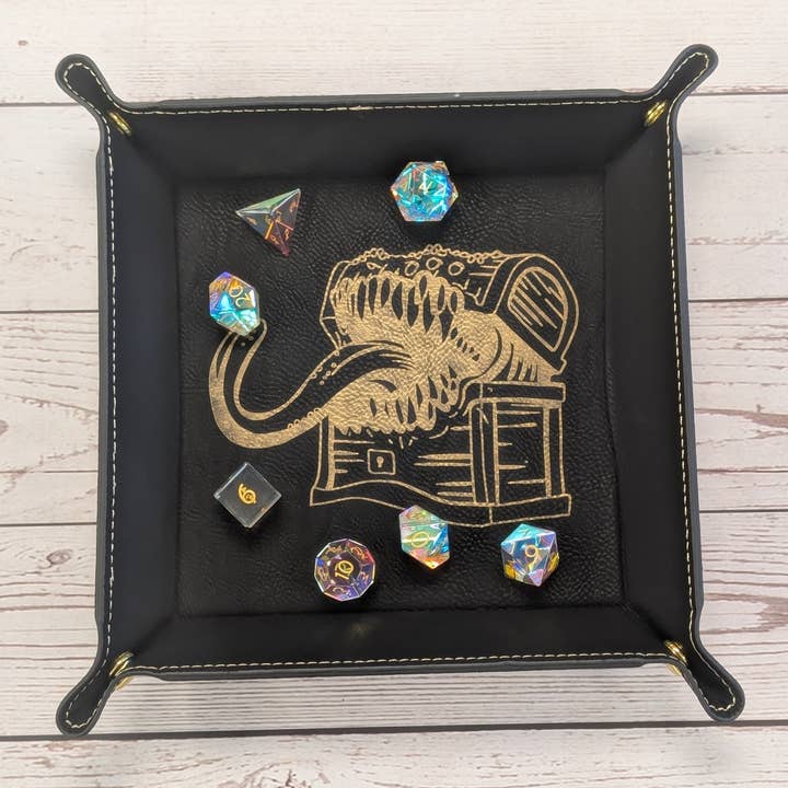 Mimic Dice Tray - Vegan Leather DnD Dice Rolling Tray for wholesale by EBONWOOD