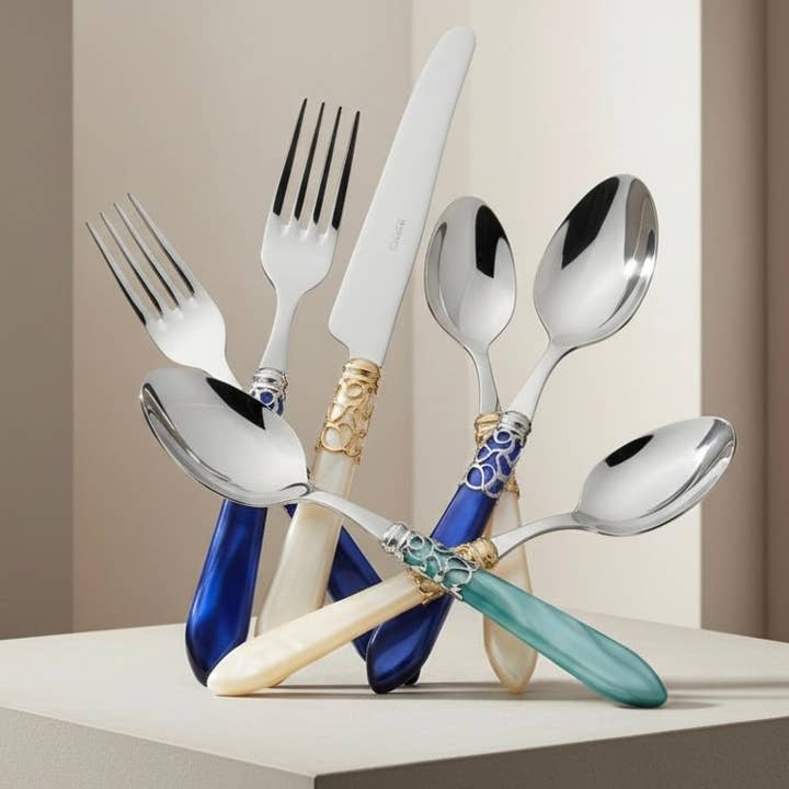 Melodia 5-Piece Tableware Set – Italian Stainless Steel for wholesale by Casa Bugatti