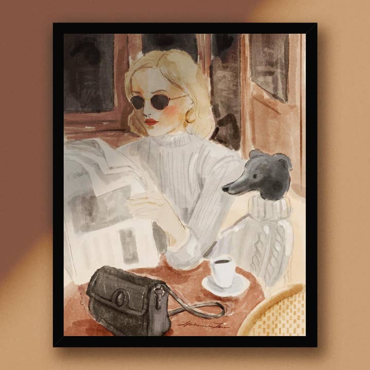 Greyhound Cafe gerahmter und montierter Druck für den Großhandel von Ingrid Press