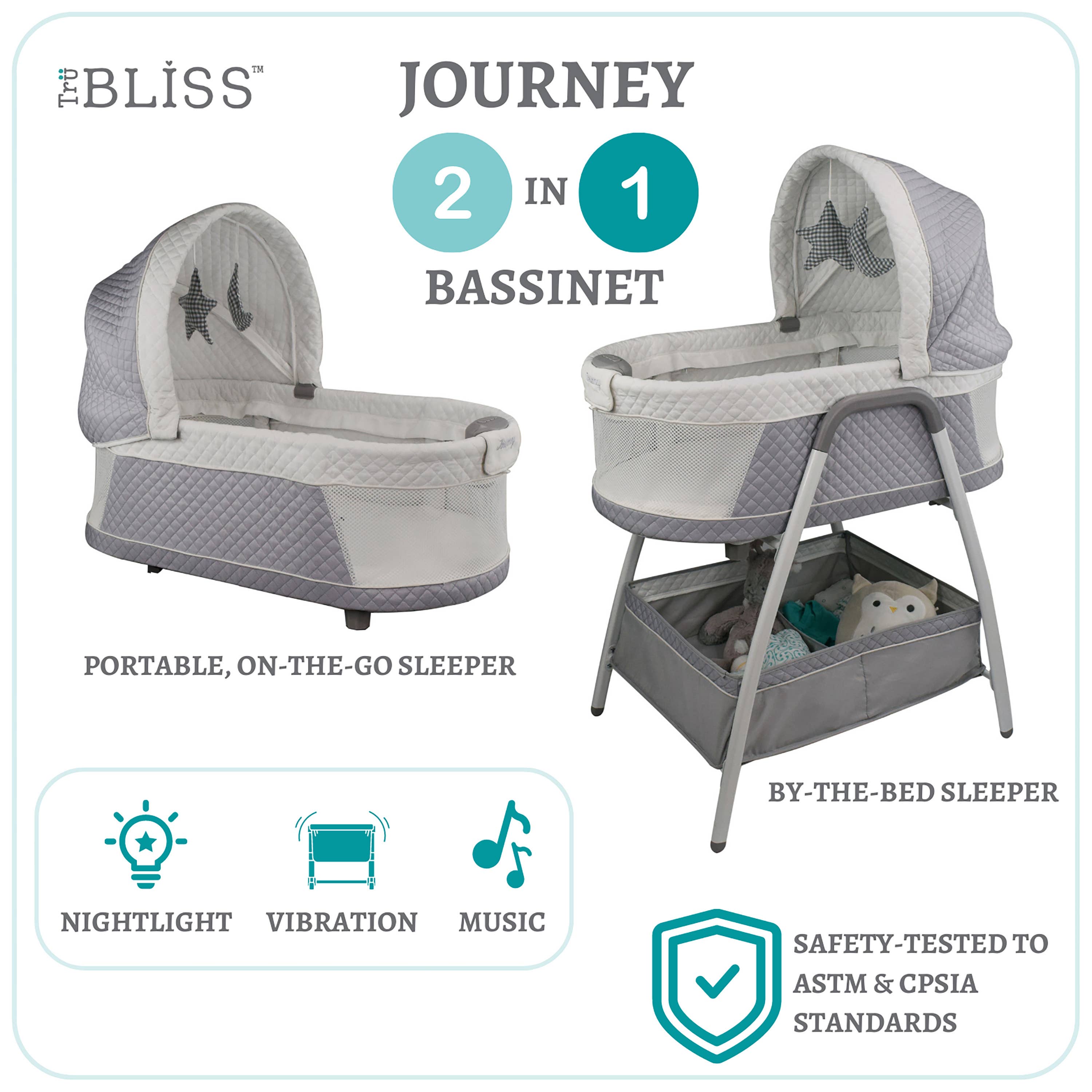 Light Grey Journey 2-in-1 Bassinet for wholesale on Faire10