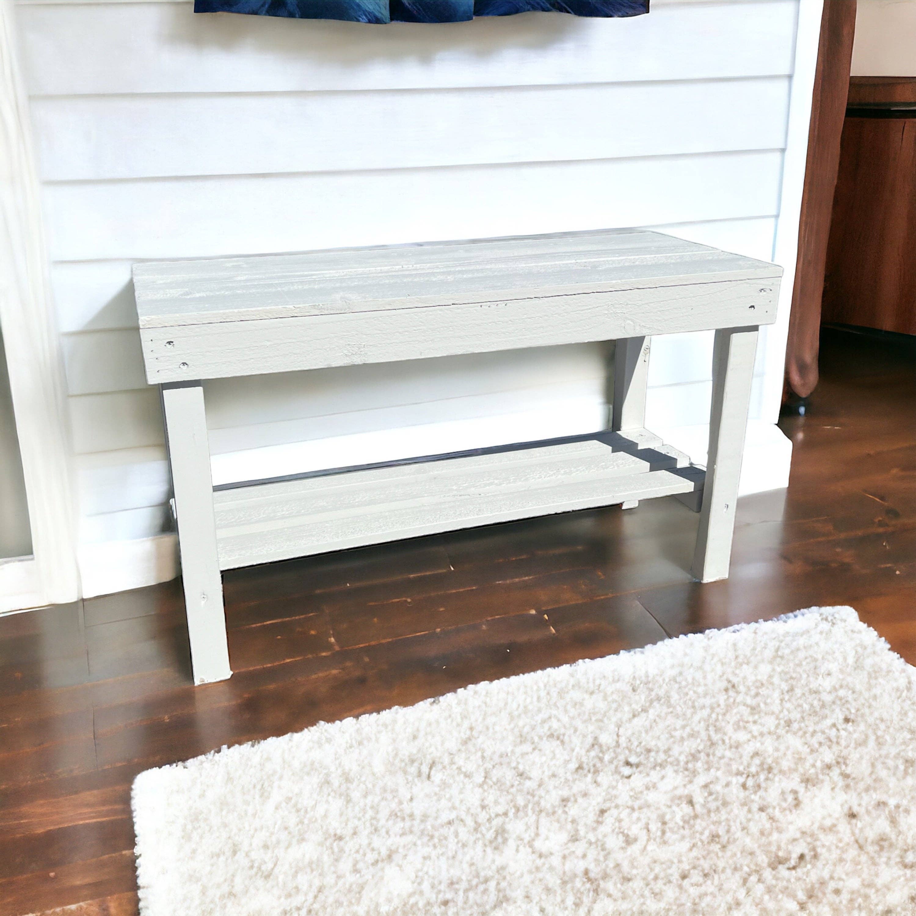 Intrinsic Haven - Vendita all'ingrosso Panche - Panca rustica Farmhouse con una mensola per ingresso2