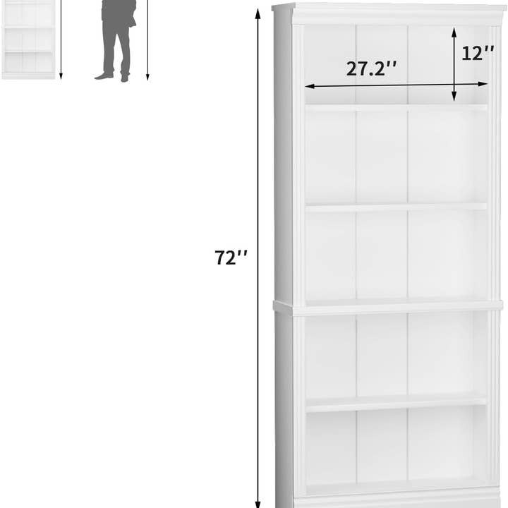 White 5-Shelf Tall Bookcase for Living Room Storage Solutions for wholesale on Faire