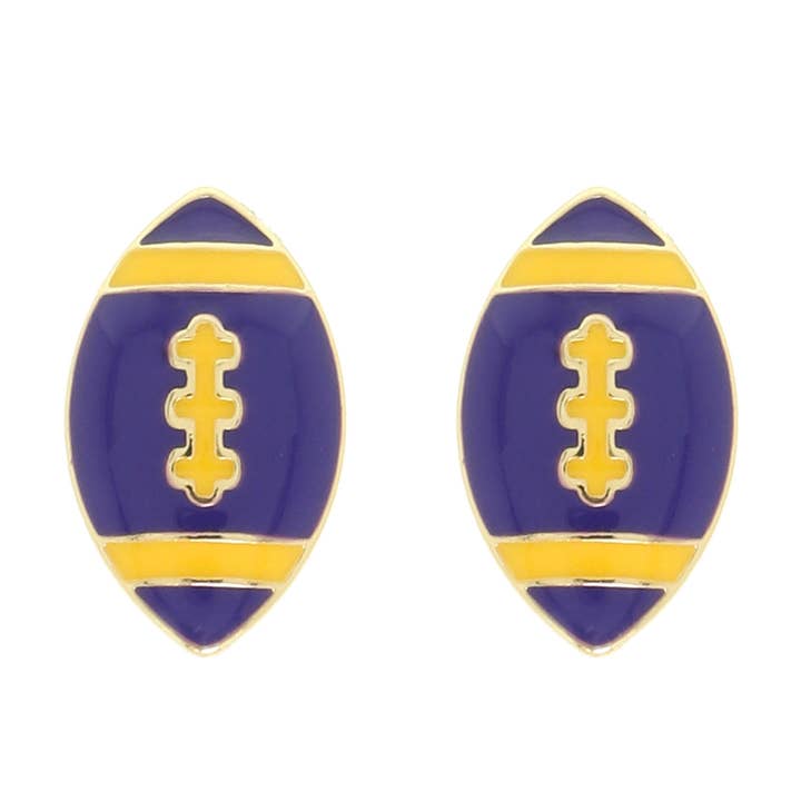 SP Sophia Collection - Wholesale Stud/Post Earrings - Game Day Style Enamel Football Shape Stud Earrings3