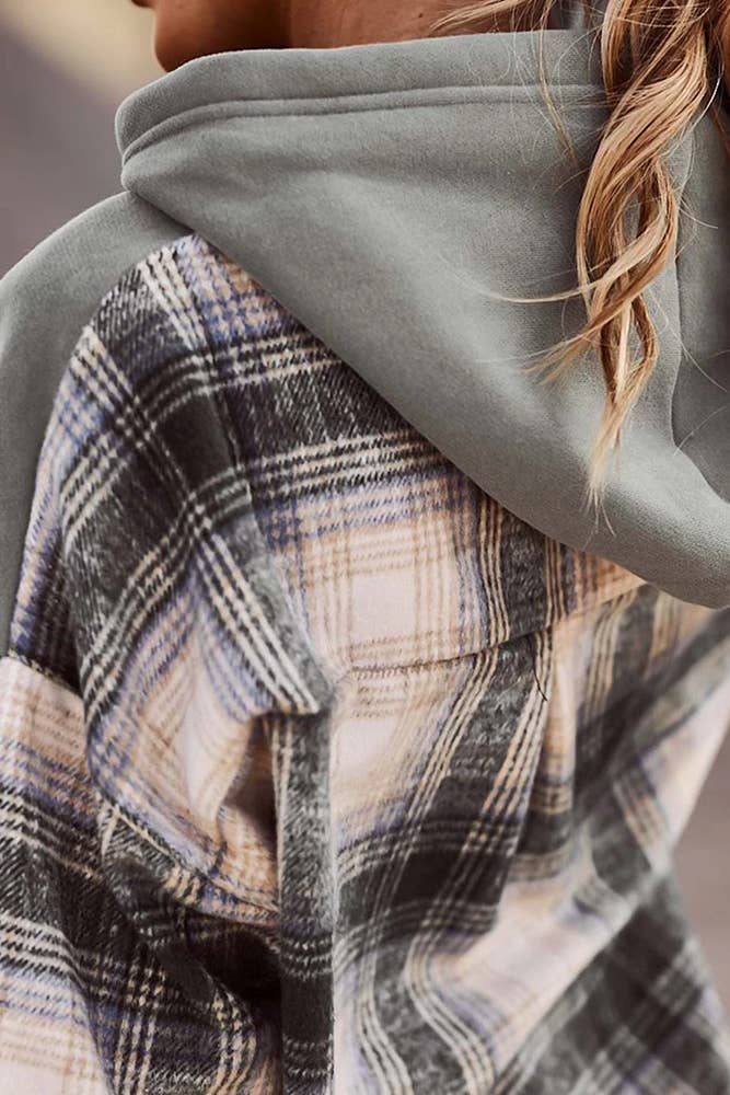 UNISHE – wholesale Hoodie – Women's – Plaid Patchwork Long Sleeve Hoodies CY0225