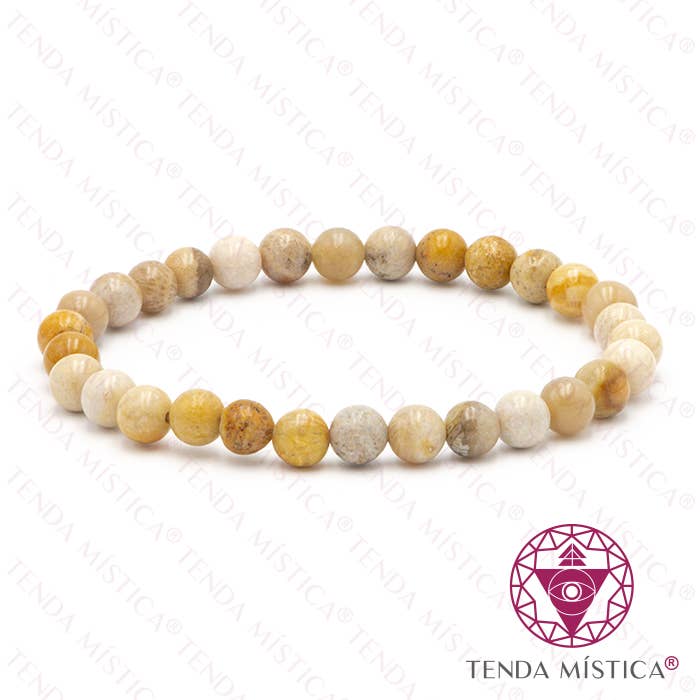 Tenda Mística - Vente Bracelet de perles - Bracelet en corail fossilisé 6 mm0