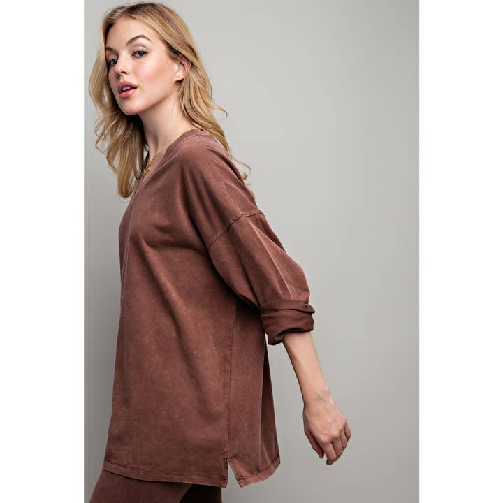 Sweet Generis - Wholesale Lounge Set - Women's - COTTON MINIERAL WASHED OVERSIZE TOP WITH CASUAL BIKER SHORT 16