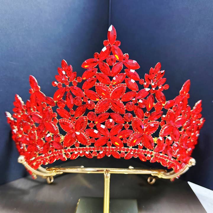 Happy Dream Gifts - Wholesale Party hat/crown - Quinceanera Crown, Red Crystal Crown, Prom Gold Headdress3