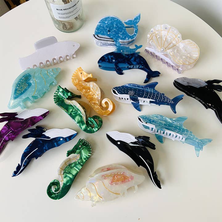 ACCITY - Wholesale Hair Clip - Women's - OCEAN WHALE SHELL FISH SEASHELL HAIR CLAW CLIPS_CWAHA07514