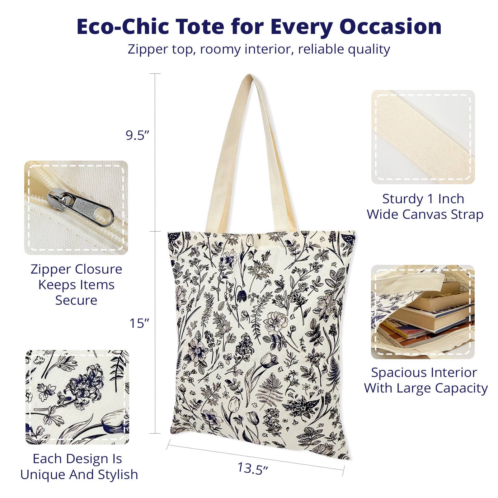 Wrapables.com - Wholesale Tote Bag - Women's - Wrapables Zippered Canvas Reusable Tote Bag29