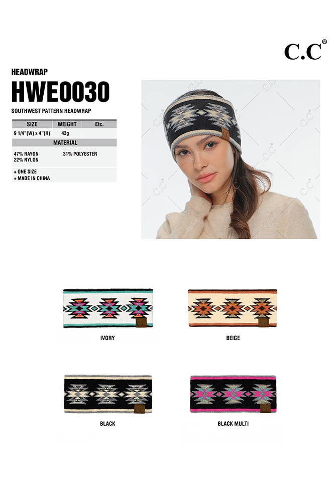 Hana - Wholesale Fashion Headband - Women's - C.C Southwest Pattern Headwrap5