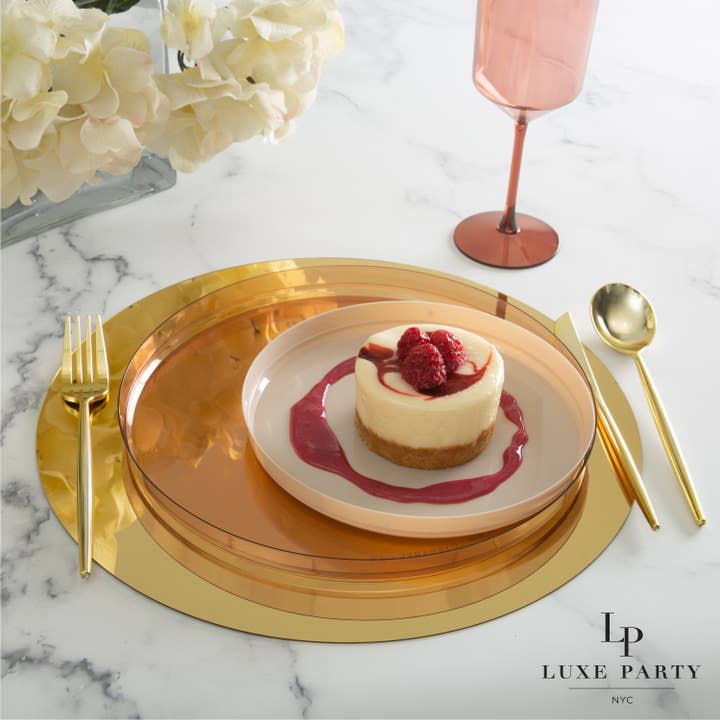 Luxe Party - Venta al por mayor Bajoplato - Placa de cargador de espejo ligero redondo dorado de 13 «| 1 cargador1