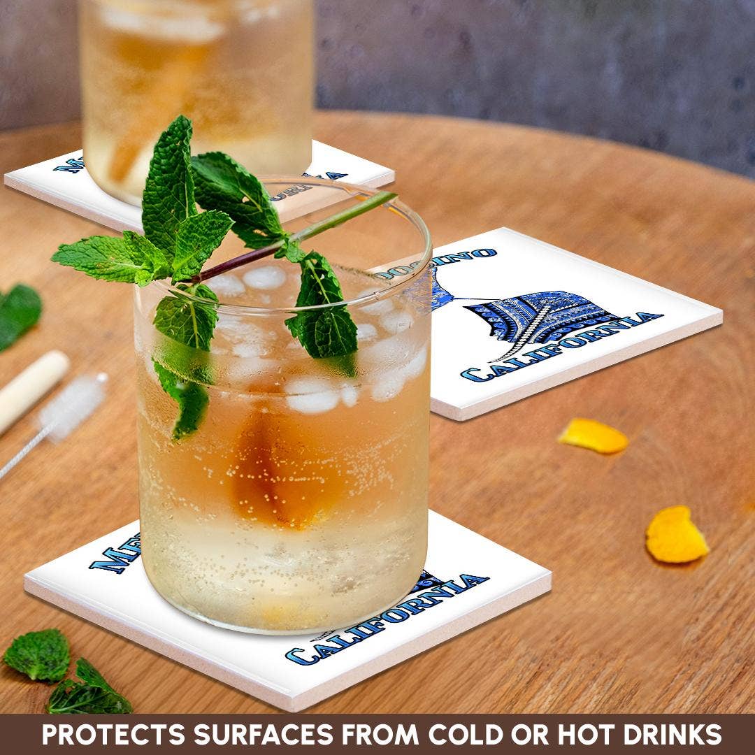 3dRose - Wholesale Coasters - 3dRose, Blue tribal stingray for any vacation to Mendocino, California, Coaster2