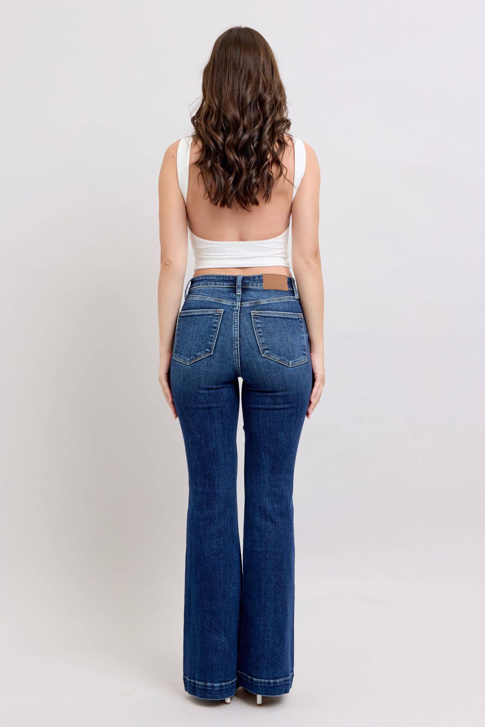 Watermelon Apparel - Wholesale Jeans - Women's - Judy Blue High Waist Dark Wash Trouser Flare8