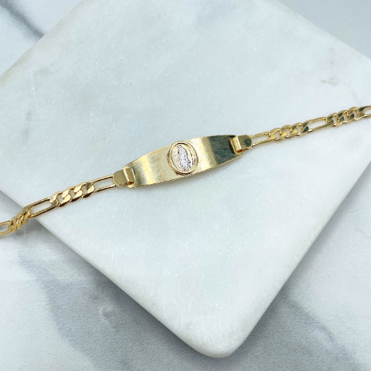 Luxus Accessories - Wholesale Charm/Dangle Bracelet - 18k Gold Filled 4mm Figaro Chain with Two Tone Virgen De Guadalupe, Our Lady of Guadalupe Medal Bracelet, Wholesale3