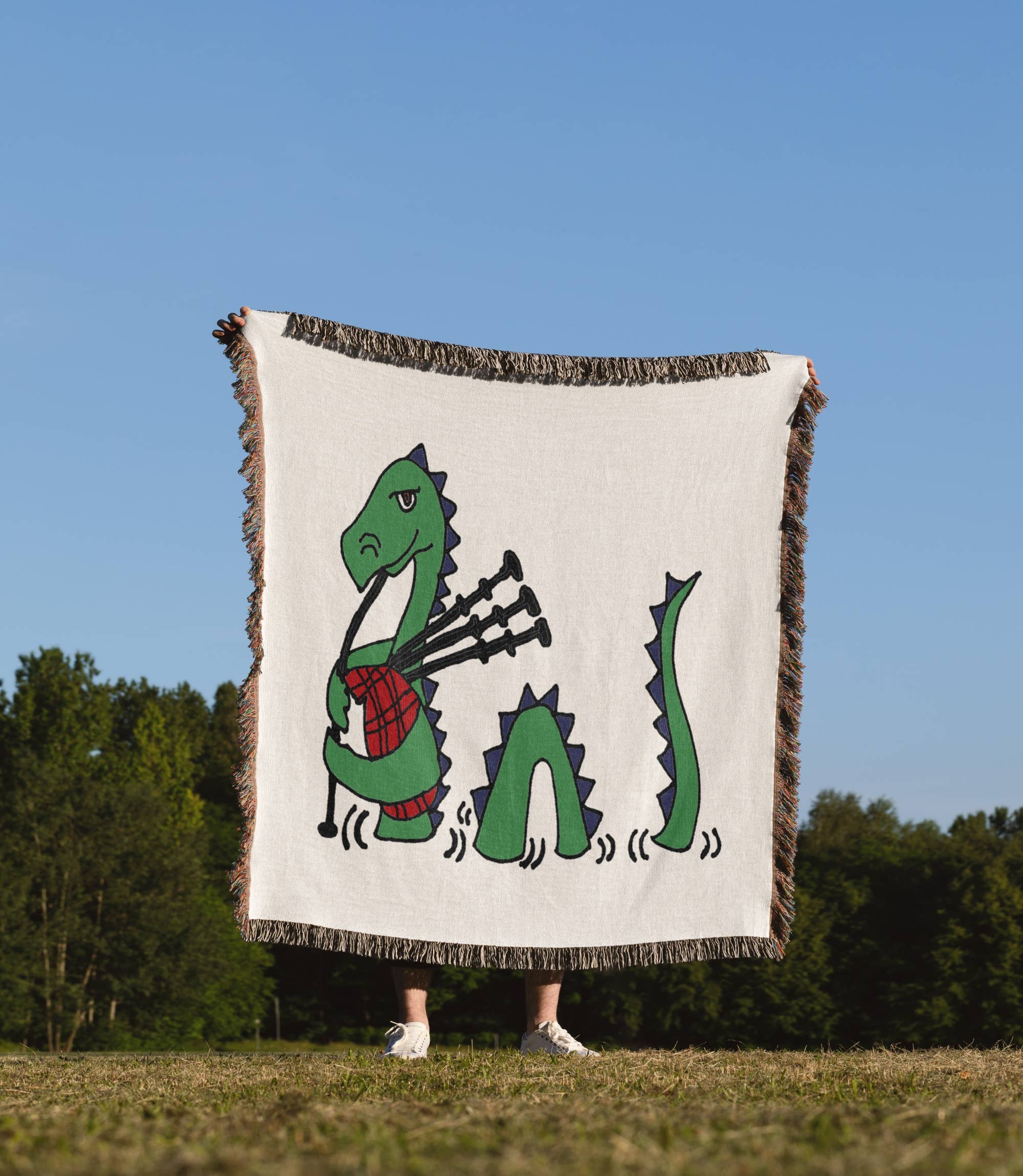 3dRose - Wholesale Throw Blanket - 3dRose, Funny Loch ness Monster Playing the Bagpipes, Blanket1